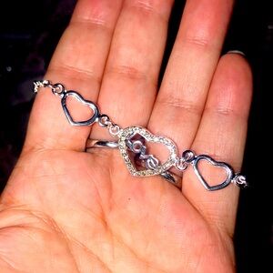 925 sterling silver 3 heart bracelet that says love zirconia necklace